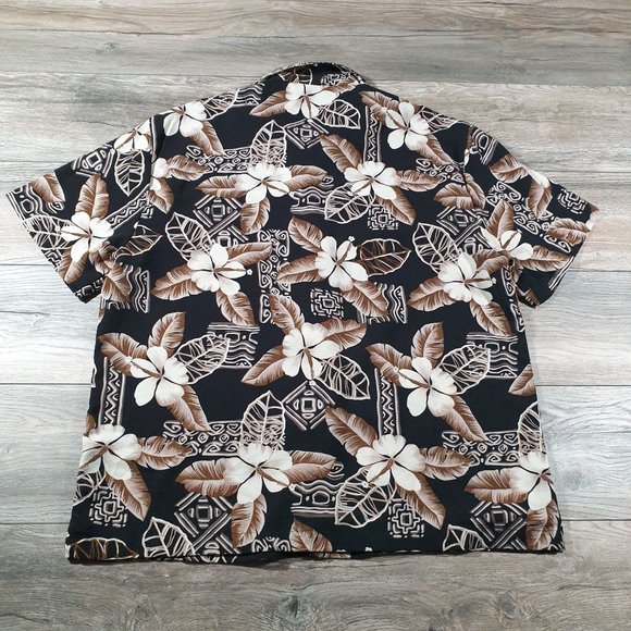 Island Shores Mens Large Short Sleeve Shirt Hawaiian Floral Vacation Beach Poly - Picture 6 of 8